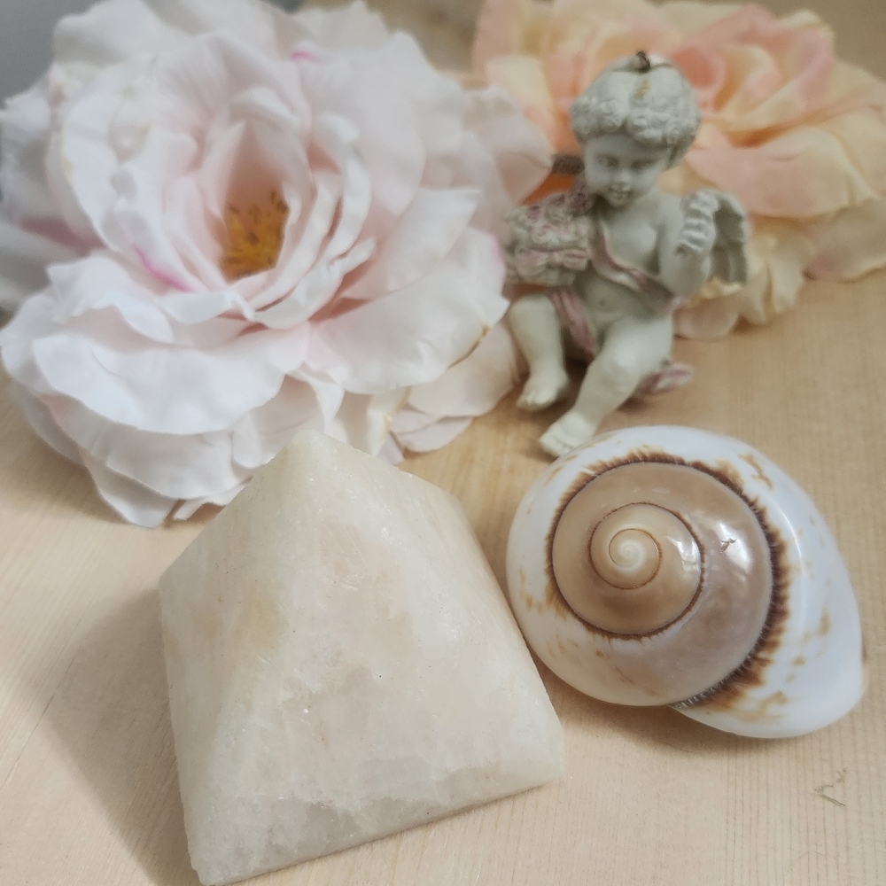 Decor Including Himylayan Salt Pyramid Land Snail Shell Cherub